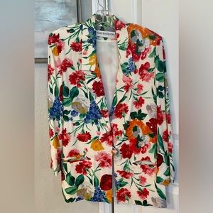 Mary Ann Restivo Women’s Vintage Floral Silk  One Button Blazer-90’s-Sz 4-EUC